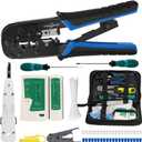 RJ45 Crimp Tool Kit for Cat5 Cat5e Cat6, Ethernet Crimper Toolkit with a RJ45 Crimping Tool, RJ45 Cat5 Connectors, RJ45 Connector Covers, Network Cable Tester, Pack of 10