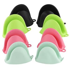 4 Pairs Mini Silicone Oven Mitts, Cute Cooking Gloves for Kitchen, Lightweight Non-Slip Compact Rubber Oven Mitts Pot Holder for Camping/Baking
