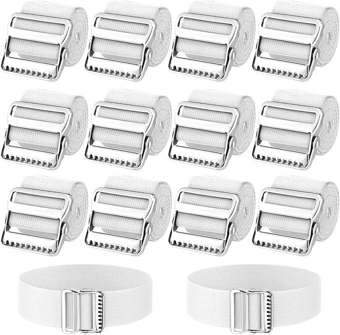 Geyoga 12 Pcs White Gait Transfer Belt for Senior 60 Inch Transfer and Walking Assistance with Metal Buckle, Cotton Soft Belt Holder for Homecare Caregiver Nurse Therapist