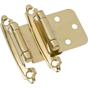 DecoBasics Brass Plated (Gold) Cabinet Hinges for Kitchen Cabinets (25 Pair -50 Pcs) -1/2" Overlay (Variable) -Self Closing Kitchen Cabinet Hinges Flush Mount w/Silicon Bumpers & Upgraded Screws