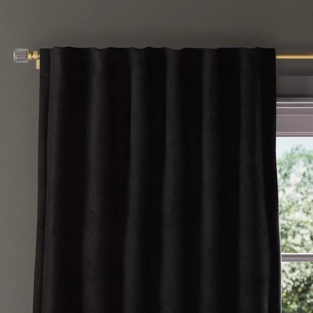 50"x84" Blackout Chenille Curtain Panel Black - Threshold™: Solid Polyester, Lined, Indoor Use, Back Tab, Rod Pocket