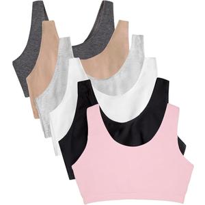 Fruit of the Loom Women's Built Up Tank Style Sports Bra Value Pack (42, Sand/White/Heather Grey/Black/Blush/Charcoal)