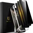 UNBREAKcable Privacy Screen Protector for iPhone 15 Pro (6.1"), 25 Anti-Spy Tempered Glass, Easy Install Alignment Frame, Case-Friendly, 9H Hardness, Anti-Fingerprint, 3-Pack