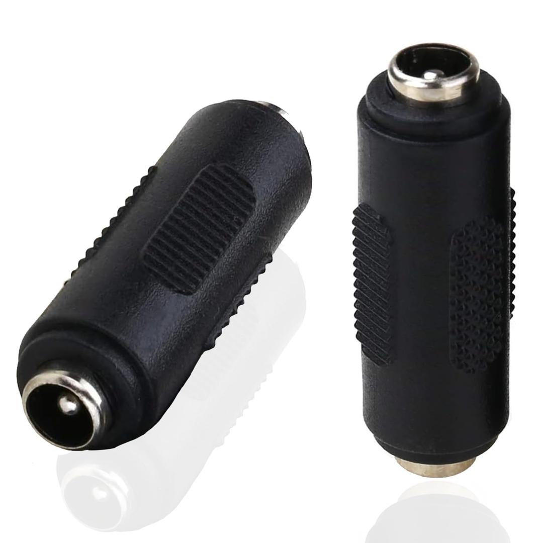 California JOS 12V 5.5mm x 2.1mm DC Power Connector Adapter 12/24V Female to Female Power Jack Socket for Led Strip CCTV Security Camera Cable Wire Ends Plug Barrel (Female to Female - 2PCS)