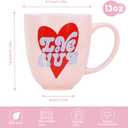 Blush Pink Love Club Mug, 13oz Red Heart Design Ceramic Tea Coffee Cup, Women Girl Lover Gifts
