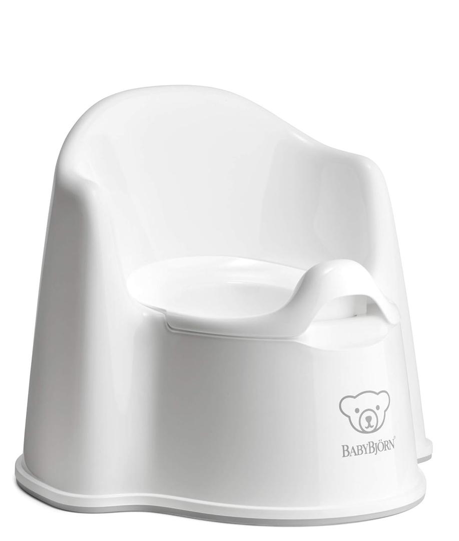 BabyBjrn Potty Chair, White/Gray | Potty Training Toilet, Easy-to-Clean, Removable Inner Potty, Non-Slip