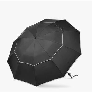 G4Free 54/62 Inch Windproof Inverted Umbrella with Reflective Stripe Large Compact Reverse Golf Umbrella for Rain 10 Ribs Double Canopy Travel Umbrella Automatic Open Close