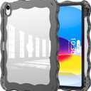 for iPad (A16) 11th Generation 11 Inch 2025,10th Generation 10.9 Inch 2022 Case,Wave Edge Durable TPU+Back Hard PC Shockproof with Transparent Back,Black