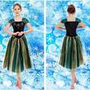 Princess Adult Women Coronation Dress Costume Cosplay (Green, M)