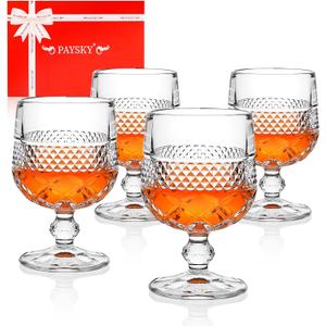 Cognac & Brandy Crystal Small Glasses Snifter, Set of 4 - Handcrafted - 100% Lead-Free Crystal Glass - Great for Spirits Drinks - 8.5-ounce