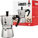 Bialetti Moka Express Iconic Italian Stovetop Espresso Maker (Silver, 3 Cups) (Aluminum)