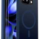 for Google Pixel 9A Case Magnetic Shockproof, [Fit for MagSafe] [Glass Screen Protector] Translucent Anti-Fingerprint Case for Google Pixel 9A (Blue)