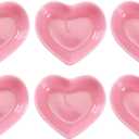 WHJY Pink Love Heart Shaped Ceramic Bowl Set of 6, Contemporary Porcelain Side Dishes, Seasoning & Soy Dipping Sauce Bowls for Wedding & Birthday Party