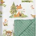 BORITAR Baby Blanket for Boys Girls Super Soft Double Layer Minky with Dotted Backing, Lovely Woodland Animal Design Blanket for Toddler Newborn 30 x 40 Inch(75x100cm)