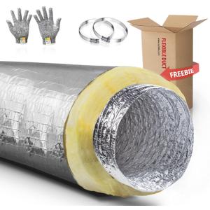 10 Inch Insulated Duct,10 inch Insulated Flexible Duct 25 Feet Long R-4.2,Insulation AC Flex Duct, for Heavy Duty HVAC & Exhaust Ductwork