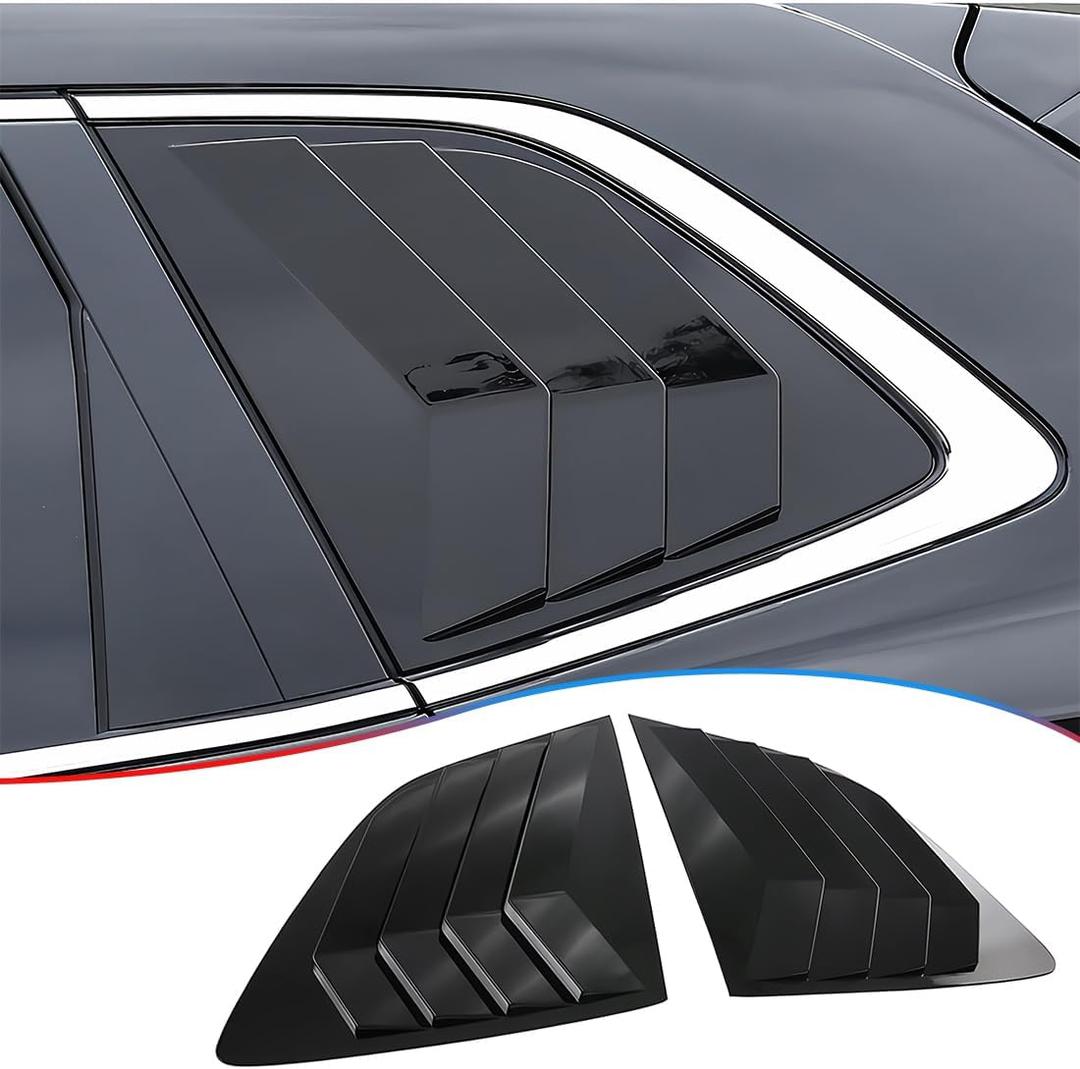 2Pcs Rear Side Window Louvers Air Vent Scoop Shades Cover Blinds Trim for Honda CRV CR-V 2023 2024 2025 - ABS Bright Black Sport Interior Accessories