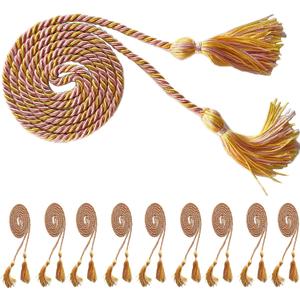 10Pcs Graduation Cords Multi Color Braided Gradution Honor Cords with Tassel for High School Bachelor Master Doctor 68" Long (Pink Gold)