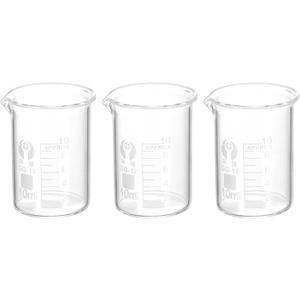 PATIKIL 3Pcs 10ml Low Form Glass Beaker, 3.3 Borosilicate Glass Graduated Printed Scale Measuring Cups with Spout for Kitchen Lab Liquids