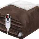 Electric Heated Blanket Full Size 72"x84", Soft Flannel with Overheat Protection, 9 Adjustable Heat Settings & 10-Hour Auto-Off Timer, Fast Heating for Winter Comfort, Dark Brown