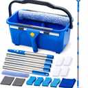 Window Cleaning Kit with Bucket, 76" Extension Pole, Squeegee & Washer