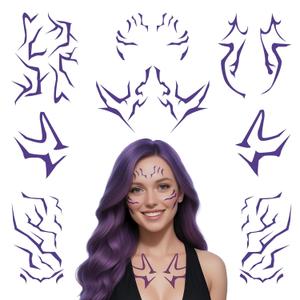 Temporary Tattoos Laser Stickers for Face and Body, Party Cosplay Temporary Tattoos Accessories Body Tattoo Set for Halloween (8pcs)