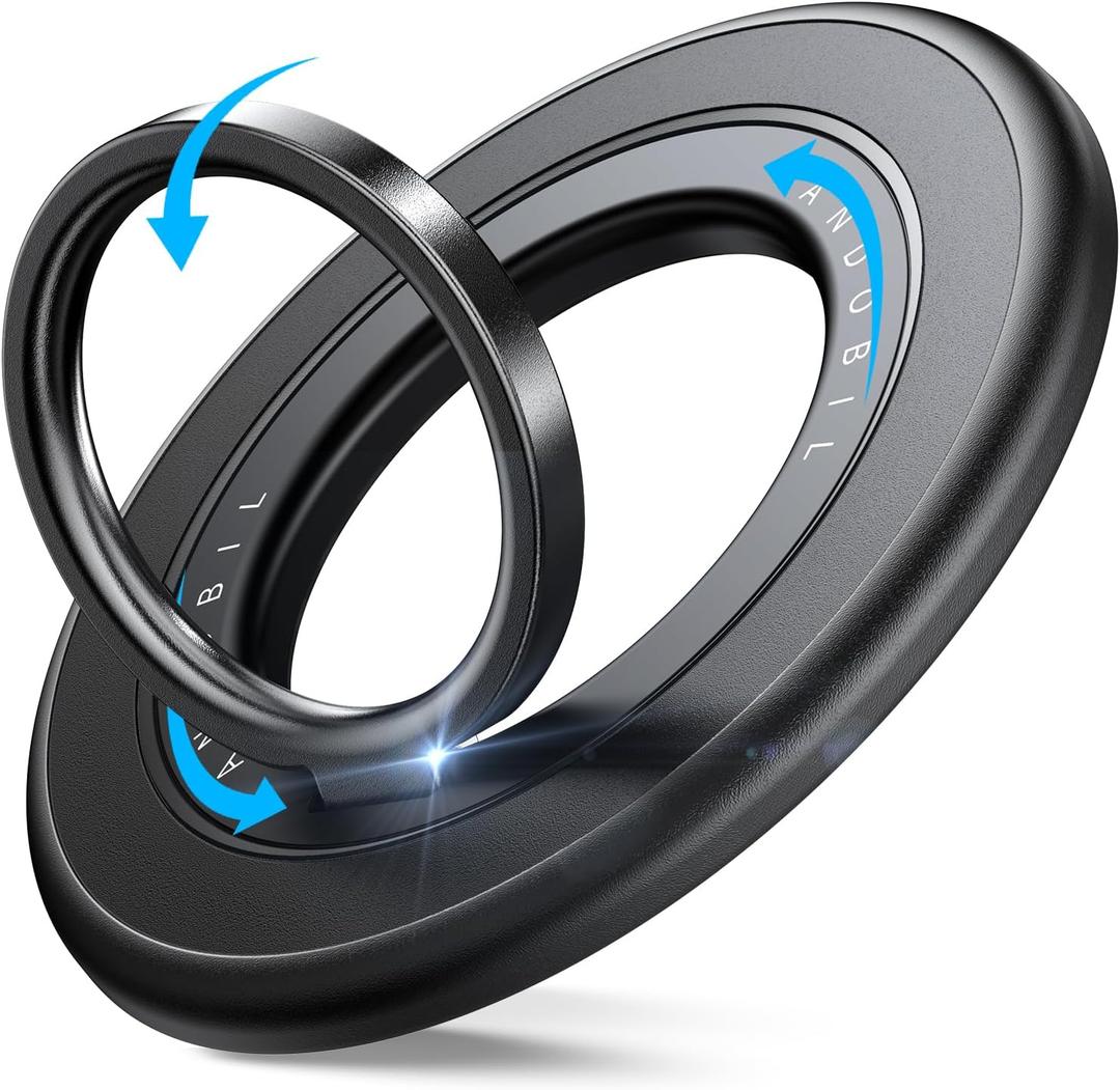 Magnetic Phone Grip [Rotate Ring & Ultra-Strong Dual-Sided Magnet] iPhone Ring Holder Compatible with MagSafe iPhone 16 Pro Max 15 14 13 12 Samsung S25 etc, Gym Accessories, Black