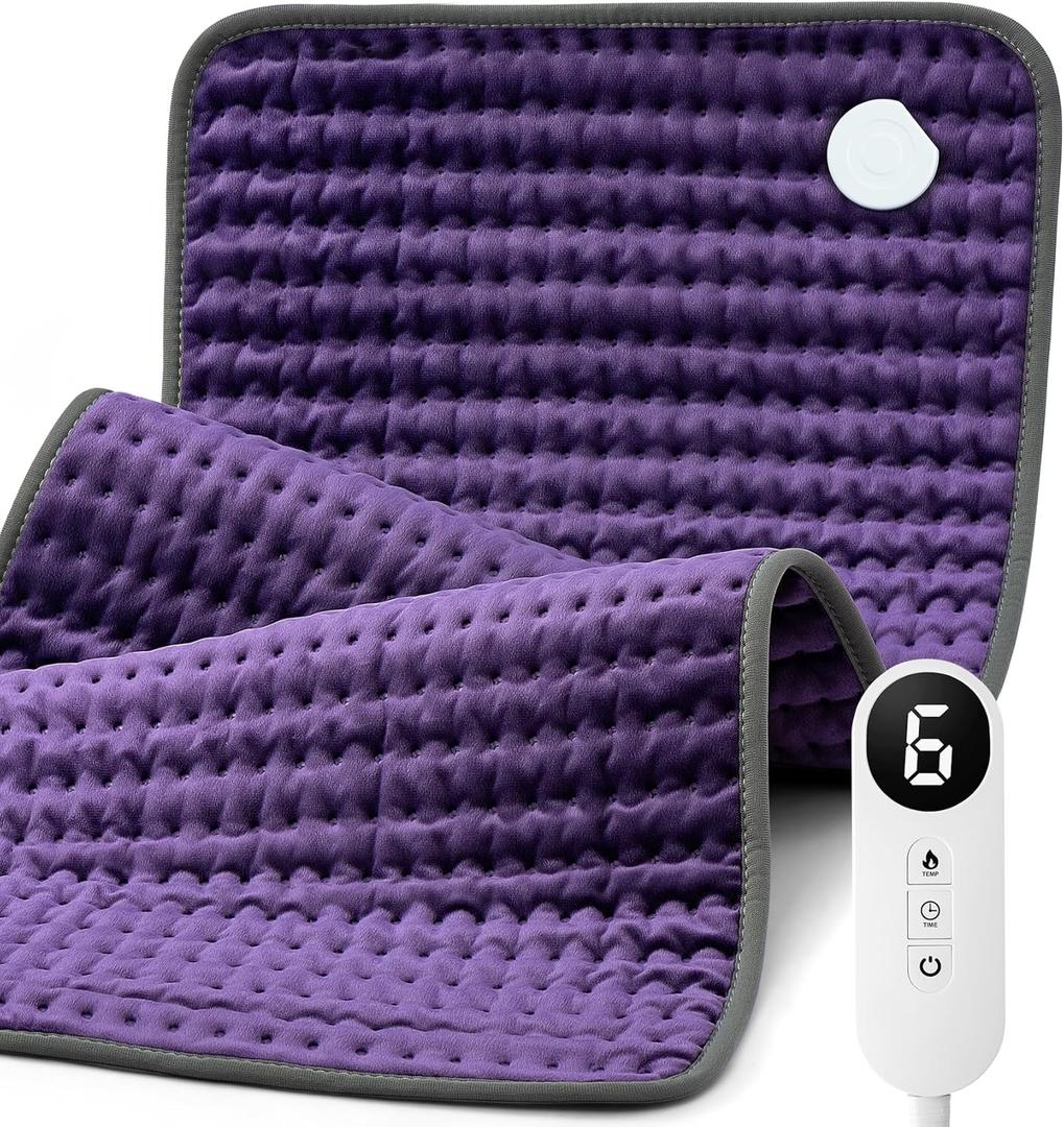Blue Elf Heating Pad for Back/Neck/Shoulder Pain Relief, 33''x17'' Extra Large Electric Heating Pads for Cramps, Gifts for Women/Mom/Wife Her, Moist & Dry Heat Warm Pad (Purple)