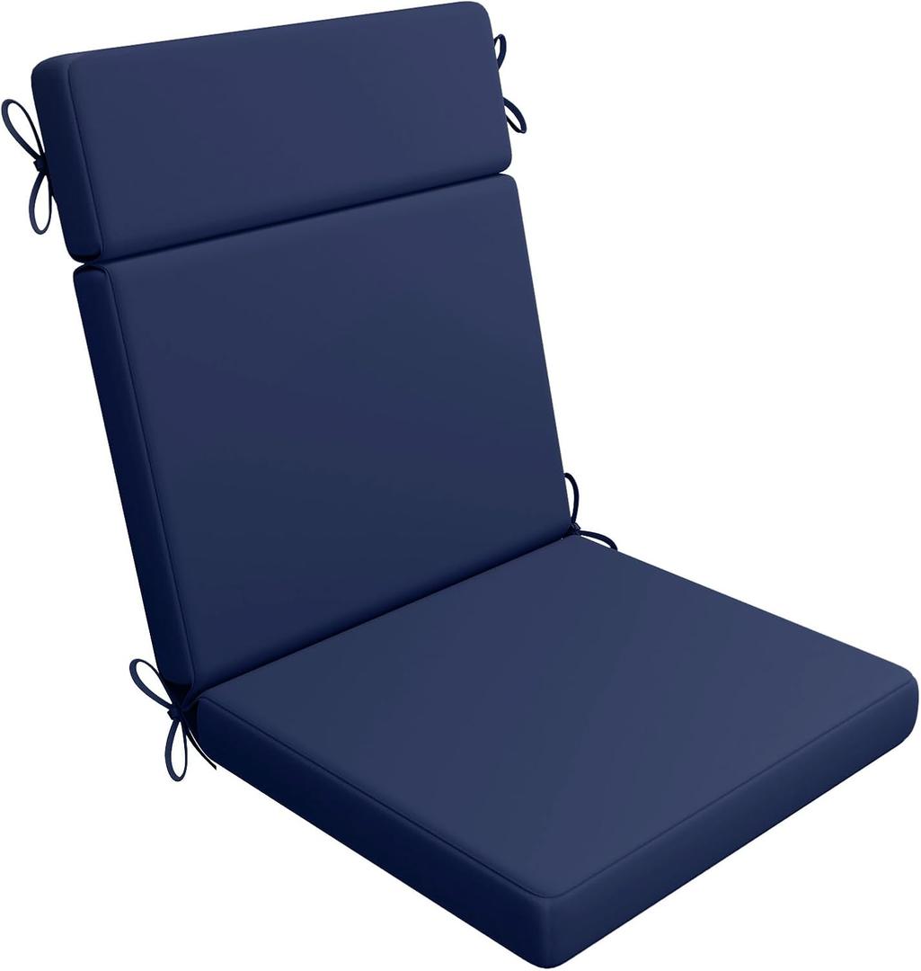 AAAAAcessories Outdoor Seat Cushions for Chairs, Waterproof, Fade-Resistant Patio Furniture Replacement Cushions, 21" x 20" x 3" + 21" x 24" x 3", Navy Blue