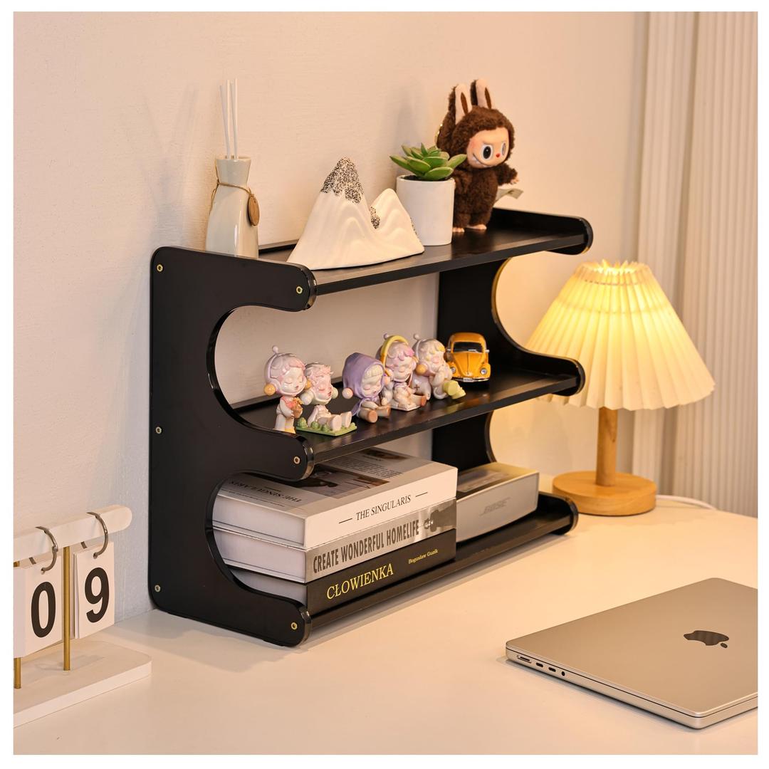 BEKMLOD 3 Tier Bookshelf for Desktop, Storage Rack, Desktop Organization