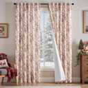 jinchan Lined Linen Blend Curtain Floral Curtains for Living Room 84 Inches Long Christmas Red Peony Flower Printed Curtain Rod Pocket Back Tab Farmhouse Patterned Drapes Curtains Set 2 Panels