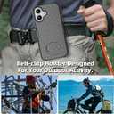 for iPhone 16 Holster Case, Combo Shell Slim Rugged for iPhone 16 Case Cover with Kickstand, Swivel Belt Clip Holster Shockproof Protective Cover 2024 Release, Black