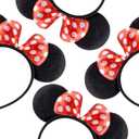 24Pcs Mouse Costume Deluxe Fabric Ears Headband Polka Dots Bow Hairs Accessories Headwear Party Favors Decorations