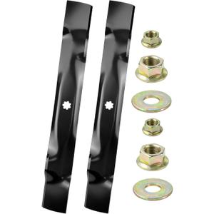 2 Pack GY20850 Mower Blades with Hardware for John Deere D100 D105 D110 D130 E100 E120 E130 L100 LA105 LA115 S100 S120 S130 S240 X300 Replaces John Deere 42 Inch Mower Blades GX22151 AM141033