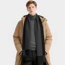 Mens Scarf Winter Warm Plaid Scarf Soft Long Classic Scarves for Men (B-black Dark Grey Big Plaid)