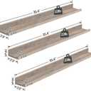 HOOBRO Floating Shelves, Wall Shelf Set of 3, 35.4 Inches Hanging Shelf with Raised Edge and Invisible Brackets, for Bathroom, Bedroom, Kitchen, Office, Living Room Decor, Greige BG90BJ01