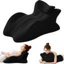 Memory Foam Wedge Pillow, Ergonomic Contoured Bed Positioner Neck Wedge Pillow, 27° Angled Body Support Prone Pillow Back Cushion, Multi-Functional Bed Wedge with Removable Cover Black