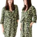 Posh Peanut Maternity Robe for Hospital Delivery - Soft Viscose from Bamboo Postpartum Robe for Women Nursing & Lounging (X-Large, Camo Cadet)