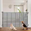 47 Extra Tall Retractable Baby Gate, Reinforced Mesh Dog Gate Extends to 71" Wide, Baby Gate for Stairs, Doorways, Hallways, Indoor and Outdoor, Grey