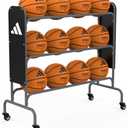 adidas | Basketball Rack | Powder Coated Steel with Wheels | Holds 12 Official Size Basketballs