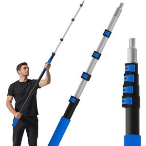 26FT Reach Telescopic Extension Pole, 5-20FT Paint Roller Extension Pole with Flip-Lock Design, Aluminum Alloy Threaded Head for Painting Cleaning Dusting & Window Washing Tools