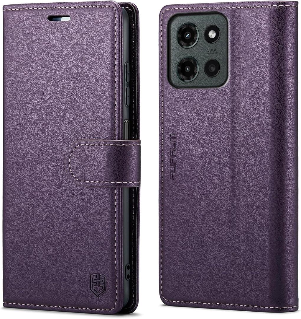 FLIPALM Wallet Case for Moto G 5G 2025, RFID Blocking Credit Card Holder, PU Leather Folio Flip Kickstand Protective Shockproof Cover for Motorola Moto G 5G 2025 (Purple)