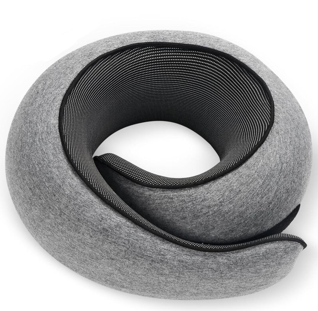 Neck Pillow, Travel Pillow uses Memory Foam to Support Neck Comfort, Ideal Companion for Airplane and car Travel, Compact, Convenient, and Versatile Airplane Sleep Pillow(Gray)