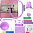 Pilates Ring Set with Resistance Bands– Anti-Slip Magic Circle Pilates Ring for Home Workouts, Full-Body Toning, Strength Training for Women 14PCS