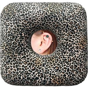 Ear Piercing Pillow for Side Sleepers - Donut Pillow for Ear Pain Relief, Pressure Sores, Adults (One Size, Z.leopard)