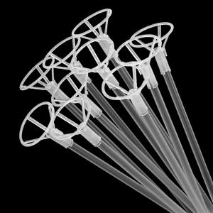 RUBFAC 50pcs Balloon Sticks with Cups, 16in Clear Bobo Balloon Holders Large and Long Balloon Stand for Large Birthday Graduation Wedding Party Decorations