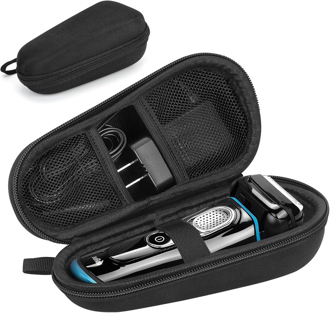 Electric Shaver Case,Travel Shaver Storage Bag & Razor Organizer Pouch,Durable,Waterproof, Compact Design for Men's Essentials,Fits Most Electric Shavers for Philips Braun Panasonic(Black)