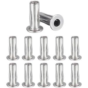Awclub M5 Multi-Grip Rivet Nuts, 10pcs Pre-Bulbed Shank Flat Head Threaded Insert Nut 304 Stainless Steel Plus Nuts Construction Fasteners for Industrial