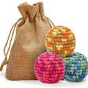 2 x 3 Pack Handmade Crochet Hacky Footbag, Colorful Woven Kick Sack Balls for Adults, Beginner Juggling Balls, Outdoor Party Game Beach Toys