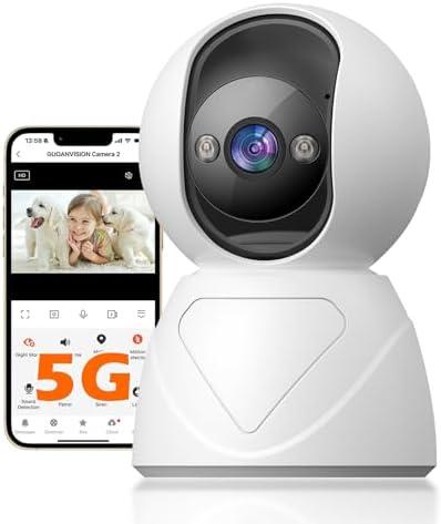 GUOANVISION 3MP Indoor Pan/Tilt Security Camera, 5G WiFi 360° Rotating Home Cameras for Baby Monitor/Pet Camera, Auto-Focus&Zoom,Motion Detection,2-Way Audio,Siren,Color Night Vision,Cloud&SD Card