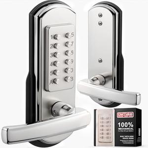 Elemake Left Handed Keyless Door Lock, Mechanical Keypad Door Lock with Handle, Heavy Duty Door Lever Lock Combination Security Digital Code, Stainless Steel 304 (Not Deadbolt)